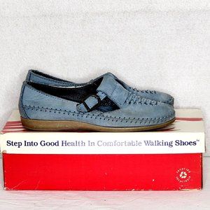 Dexter Vintage Leather Suede Marie Mary Jane Comfort Shoes Womens Blue R466-11